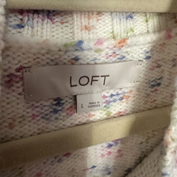 Loft Sweater Womens Large Mock Neck Fair Isle Colorful Specked Knit New - Picture 6 of 11